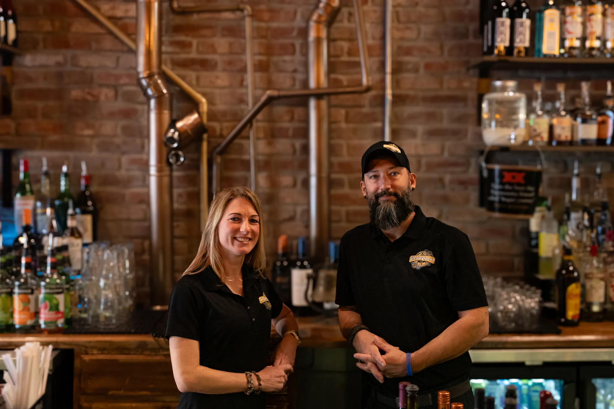 Seth and Tara, founders of SteamWorks Pub